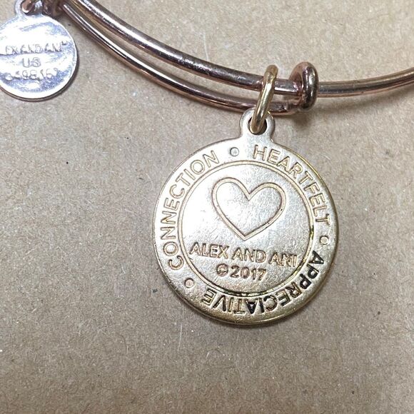 Alex and Ani Because I Love You Bangle Pink Enamel Swarovski Crystal 2017 - Picture 5 of 11